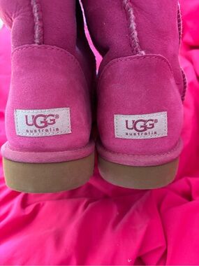 UGG Pink Suede Classic Short Boots